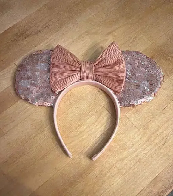 Disney Minnie Mouse Rose Gold Sequin Headband Ears