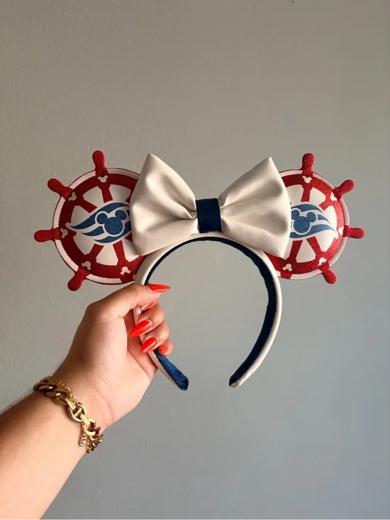 Disney Red White and Blue Nautical Ship Wheel Minnie Ears Headband