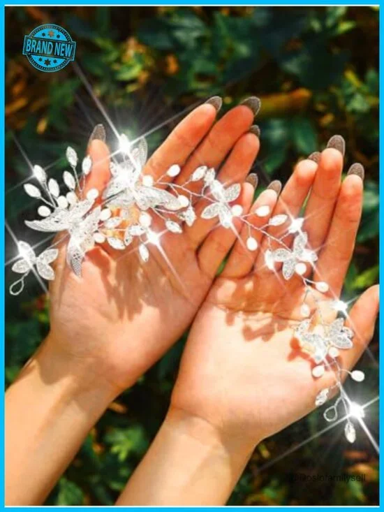Butterfly Wedding Hair Vine Bridal Hairband Rhinestone Pearl Alloy Headpiece