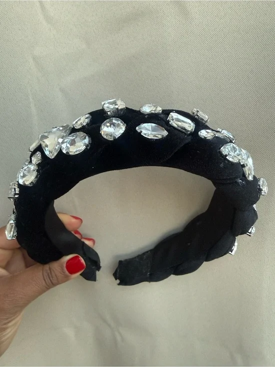Embellished Black Velvet handmade Gemstone Headband