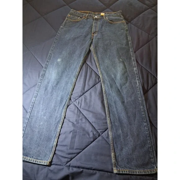 Levis 505 Mens 35x34 Vintage Regular Fit Straight Leg Blue Jeans Made in Canada