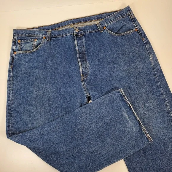 Levi's 501 Mens 48x32 Original‎ Fit 100% Cotton Button Fly Dark Wash Blue Jeans