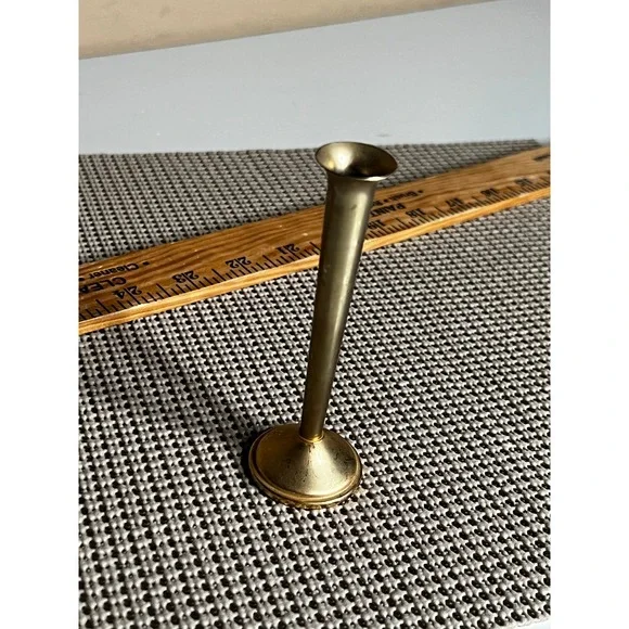 Vintage Ted Arnold Ltd Brass Bud Vase Mid Century Modern Gold Tone 5 Inch