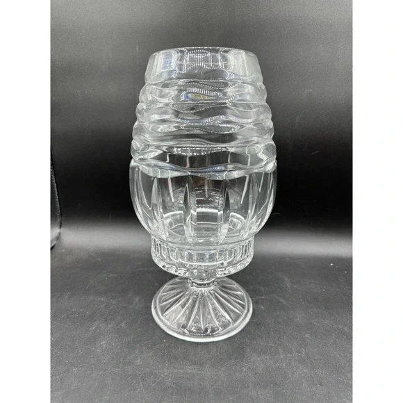 Vintage Mikasa Crystal Fairy Light Footed Pedestal Clear Textured Wave Ribbed