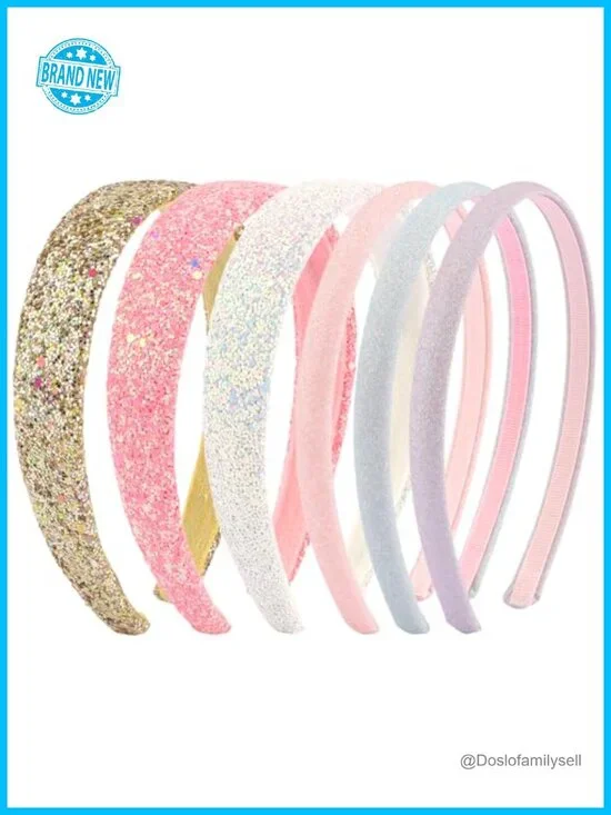 6 Pack Glitter Headbands for Women Elastic Ribbon Hair Accessory