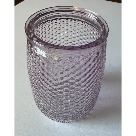 Vintage Glass Honeycomb Vase Purple MCM‎ 6 x 4