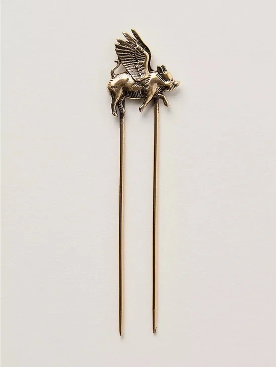 NWT Free People Novelty Animal Hair Pin in Flying Pig