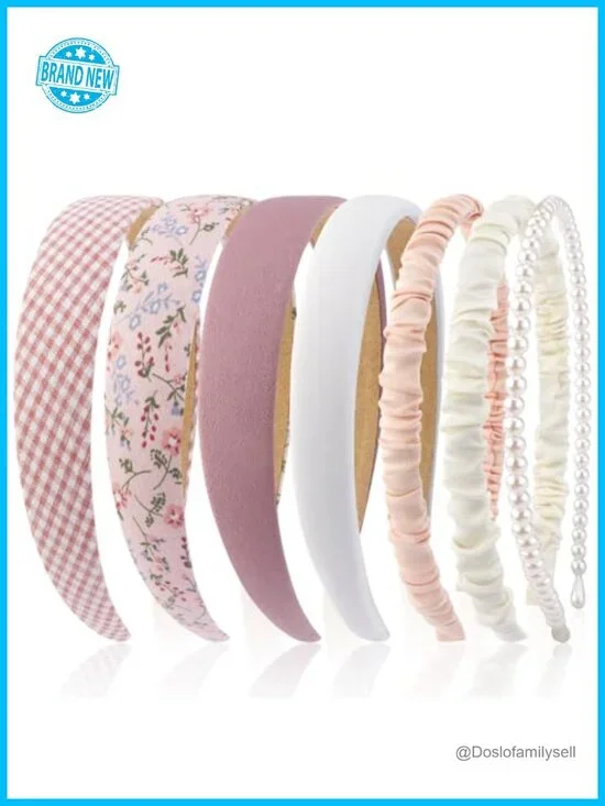 7 Pack Non Slip Hairbands Cute Croquett Headset for Girls Women Multi-style