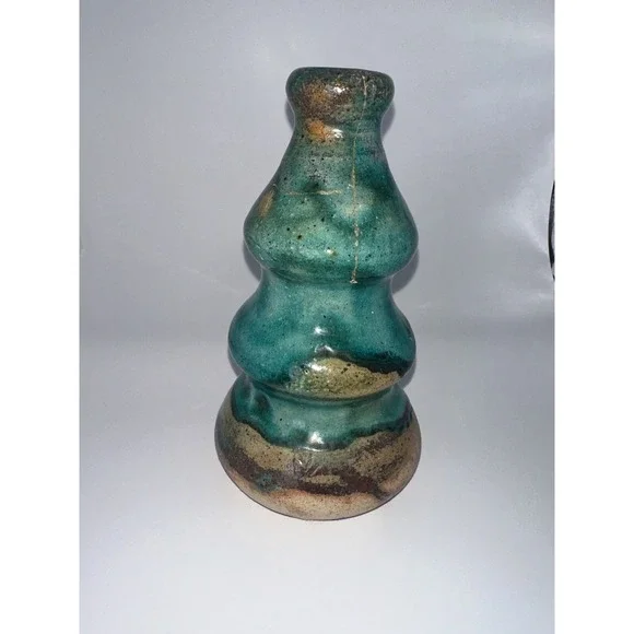 Glazed Pottery Vase Turquoise Pottery Unique Piece‎
