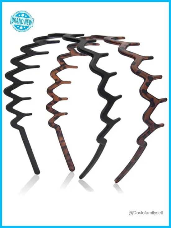 Non-slip Plastic Wavy Headband with Teeth Comb 90s Hair Accessories 2pcs