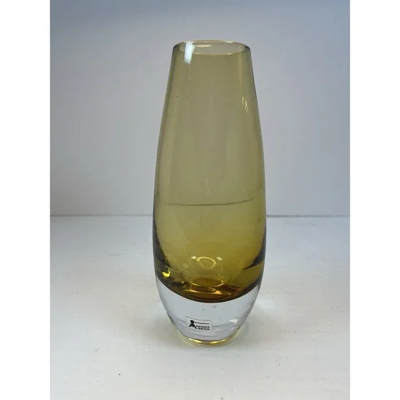 Mid‎ Century Modern Scandinavian Glass Smoke Gold Glass Vase 9