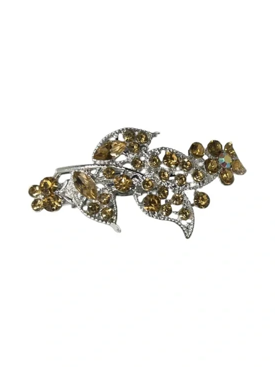 Gold Floral Crystal Brooch - Women Jewelry