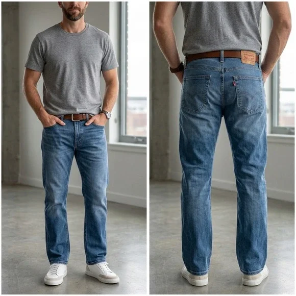 Levis 505 Regular‎ Fit Straight Leg Jeans Mens 34x30 Medium Wash Blue 00505-0236