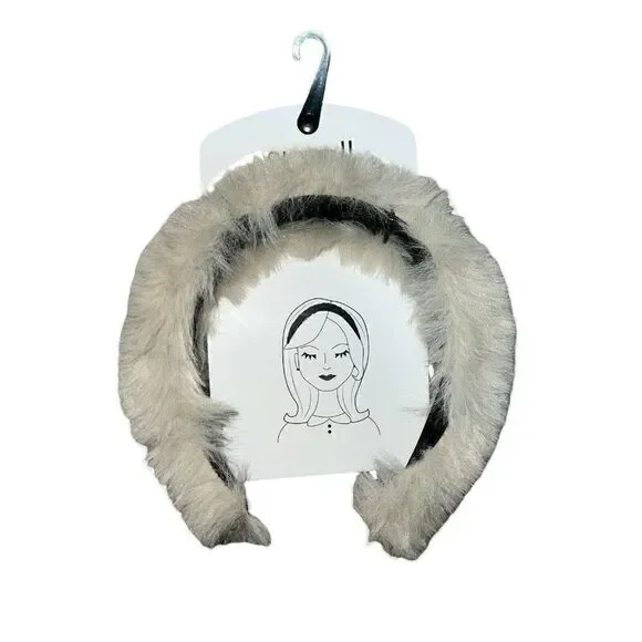 Surell Gray (Light Beige) Faux Rex Rabbit Fur Headband One Size New