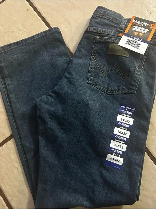 Wrangler Men's FR CAT 2 Blue Relaxed Fit Jeans