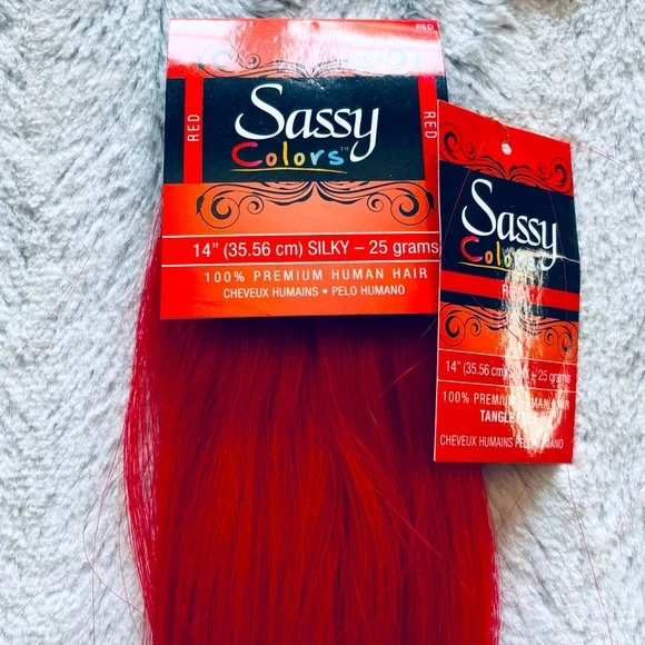 Remy sew-in human hair extension, red 14 inches long