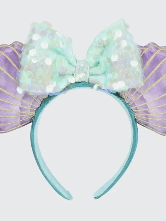 Tokyo Disney Little Mermaid Ariel Ears Headband Shells Purple Sequin Princess