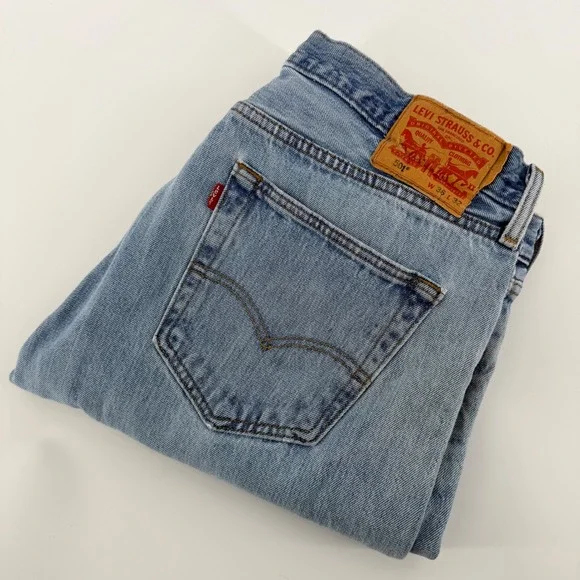 Levis‎ 501 Original Fit Straight Leg Button Fly Jeans 36x31 Light Wash Blue
