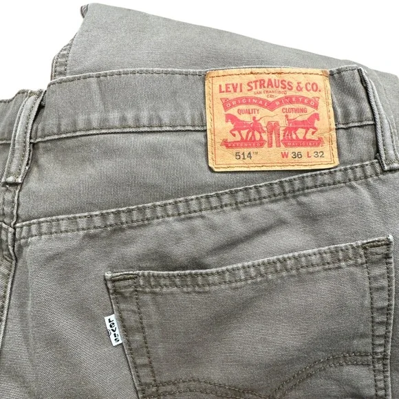 Levi Strauss Co 514 Straight Fit‎ Men's Jeans Olive Khaki W36 L32