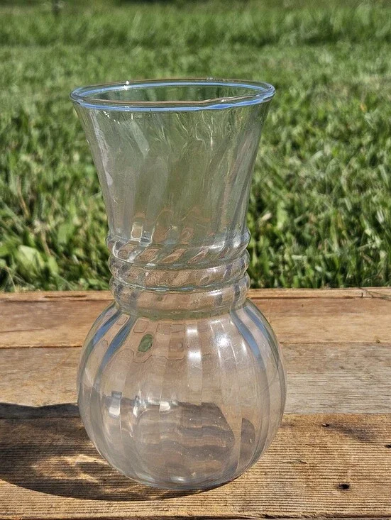 Vintage Clear Swirl Vase 6.5