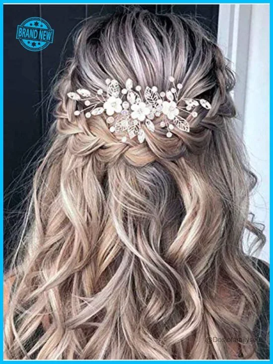 Silver Floral Rhinestone Wedding Hair Vine Headband Bridal Hair Piece