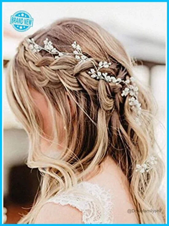 Baby's Breath Hair Vine Wedding Headpiece with Pearl Beads