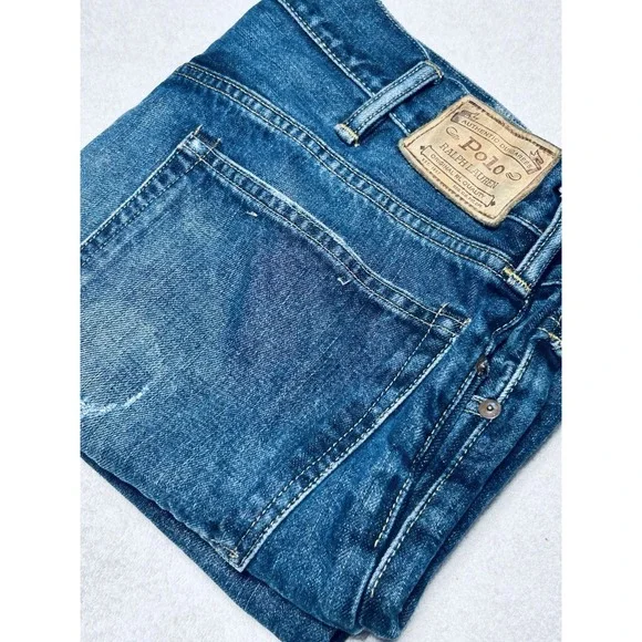 Polo Ralph Lauren Jeans Men's 38x32 Straight Leg Distressed Y2K90's 100% Cotton
