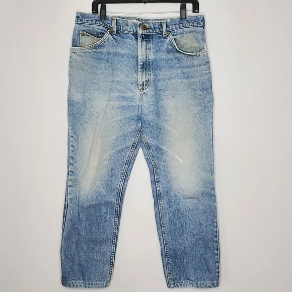 Vintage Lee straight jeans light wash made in usa 36x30 hemed cuff‎