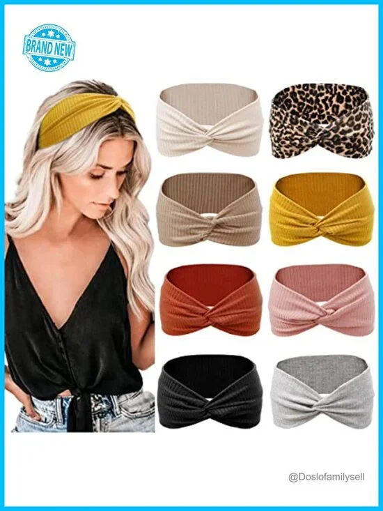 Non Slip Yoga Headbands for Women, Stretch Elastic Hair Wraps