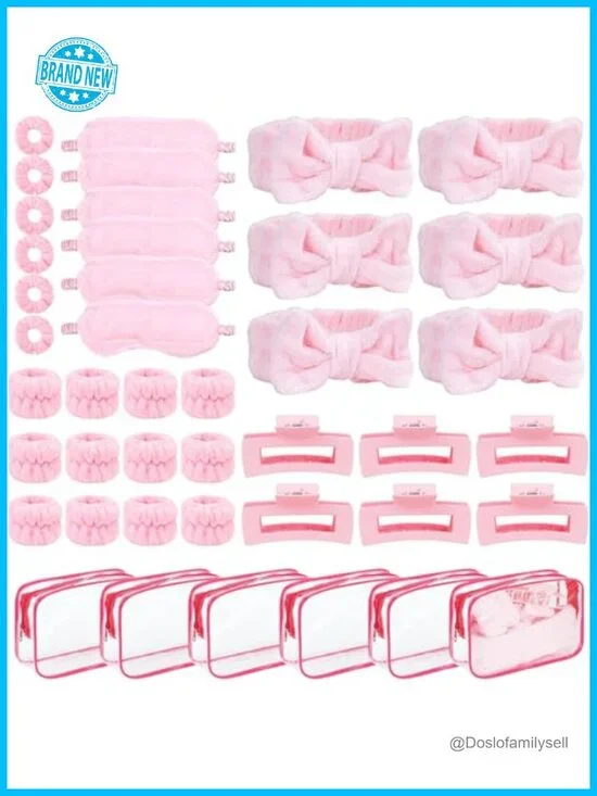 42-Piece Spa Party Favors Set with Headbands, Eye Masks, Claw Clips, Cosmetic