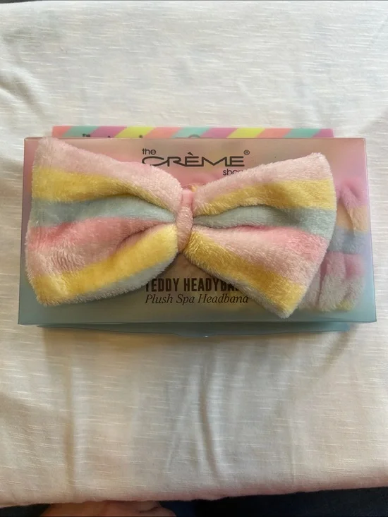 The Crème Shop Plush Teddy Headband - Pastel Rainbow New