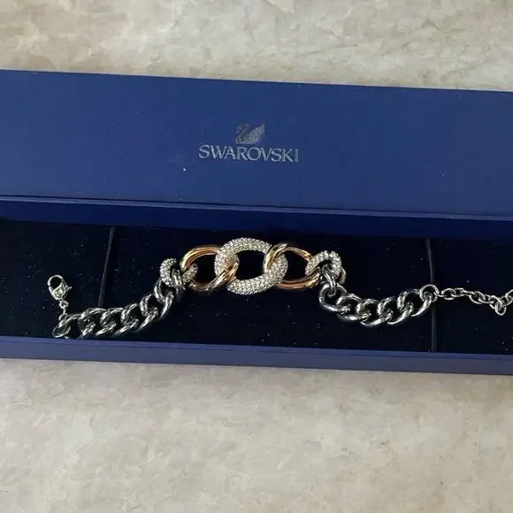 Swarovski chunky bracelet rose gold and silver