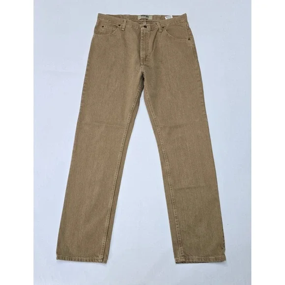 Wrangler‎ Authentics Mens Straight Leg Jeans 38x34 Tan Khaki 100% Cotton