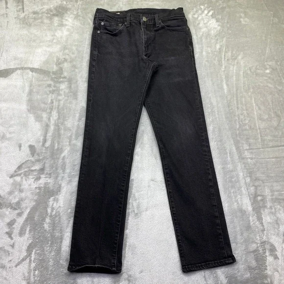 Levi Strauss Premium Mens Black Wash Slim Fit Jeans Sz 29 Fits 26