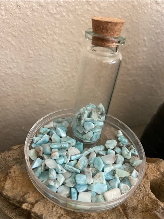 5/$10❤️❤️❤️Natural Larimar Stones in Bottle