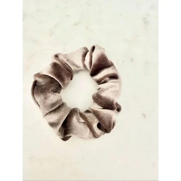 Taupe Velvet Scrunchie Soft Velour Hair Tie Neutral Hair Accessory