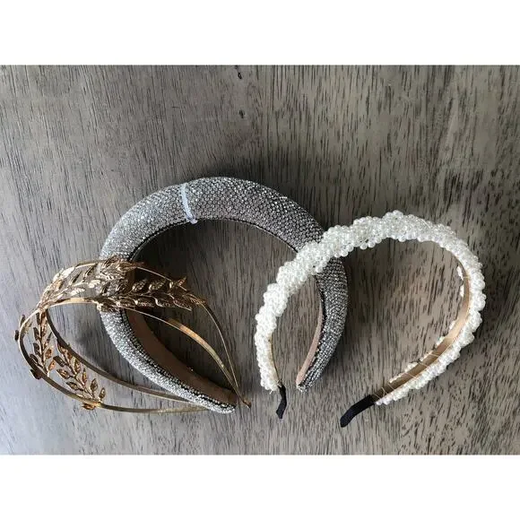 3 Headband Bundle with Pearls, Sparkle, and Gold - OS