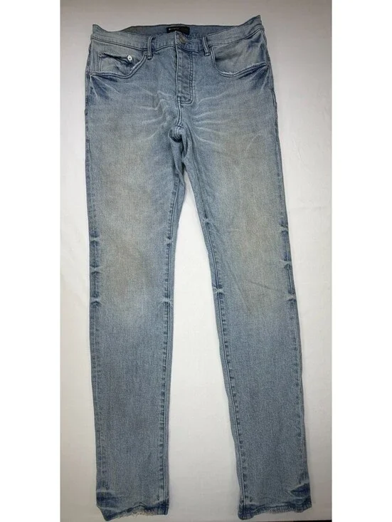 Purple Brand Men's Jeans Skinny Mid Rise Light Wash Denim Solid Size 34 Blue