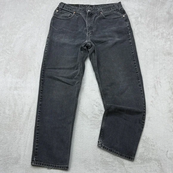 Vintage Levis 550 Relaxed Fit Jeans Mens 36x32 Black Faded Tapered Denim Y2K