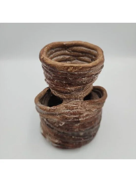 Vintage Handmade Coiled Vase Pottery Brown 5