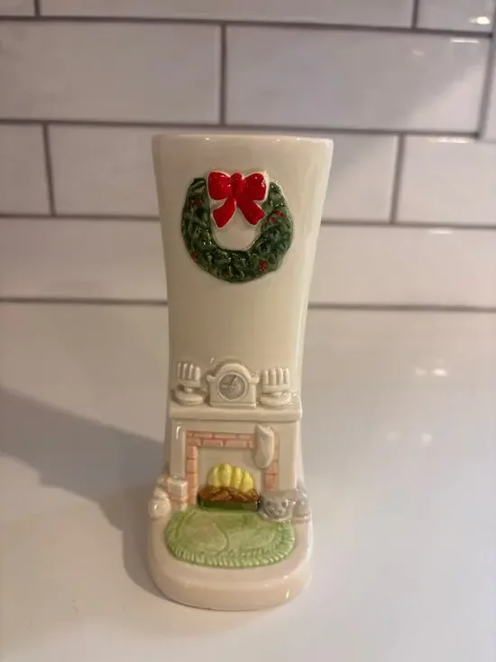 Vintage Gibson Greeting Cards, Inc. Ceramic Christmas Chimney Bud Vase