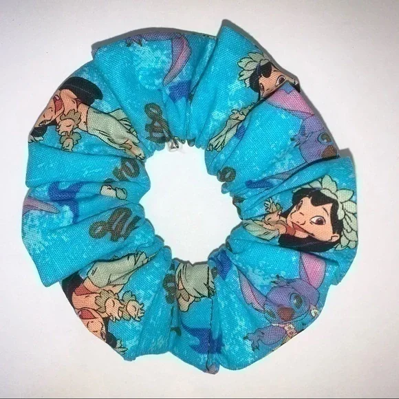 $7ea or 3/$15 Disney Lilo & stitch Aloha blue hair Scrunchie new