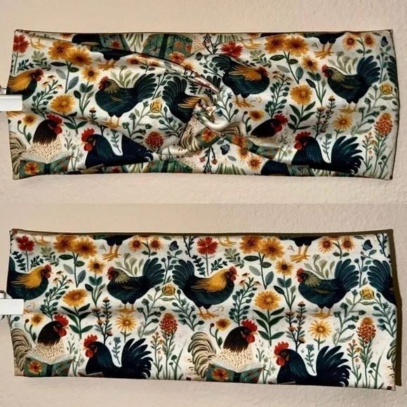 Chickens reading books twist front headband new