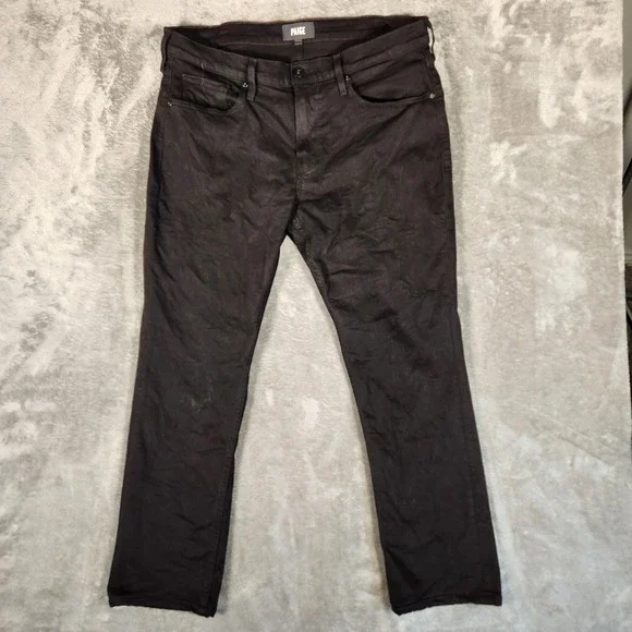 PAIGE Federal Slim Straight Jeans Mens 36 Black Excellent Transcend Stretch