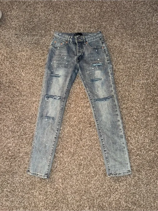 Men's Straight Fit Distressed Purple Brand