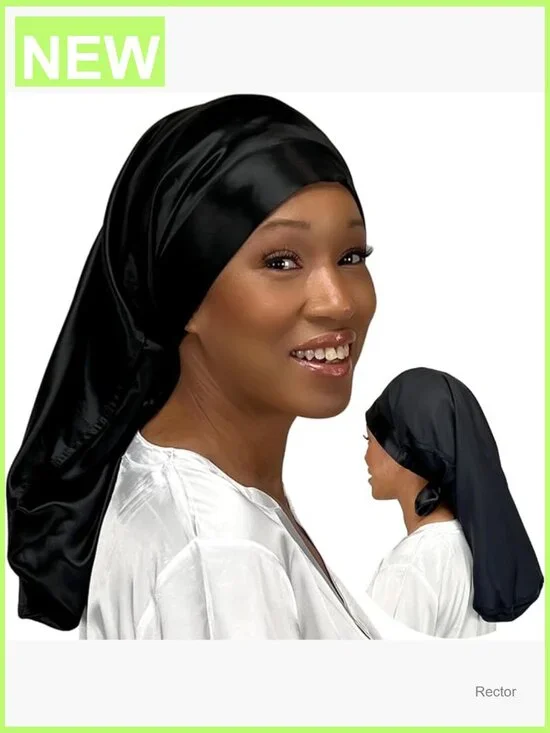 22 Momme Mulberry Silk Sleep Bonnet, Reversible, Adjustable Tie, Long Hair