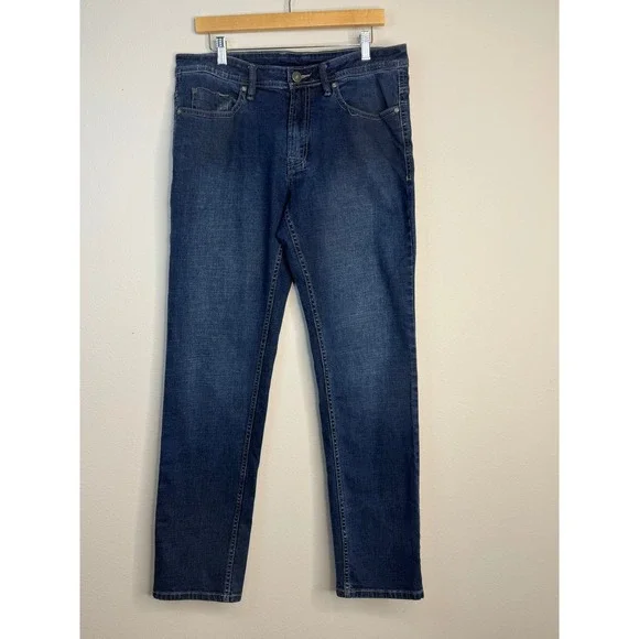 Buffalo David Bitton Jackson Straight Stretch Jeans Men's 36x32 Dark Wash Blue