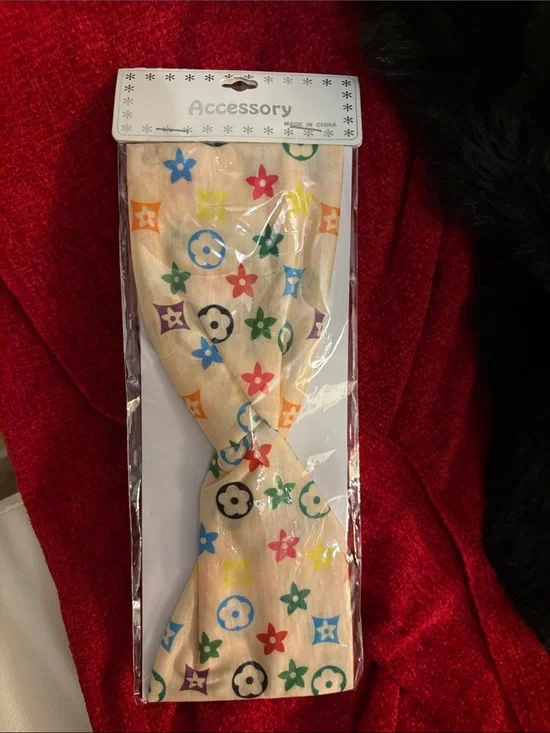 Beige Multicolor Star Print Headband
