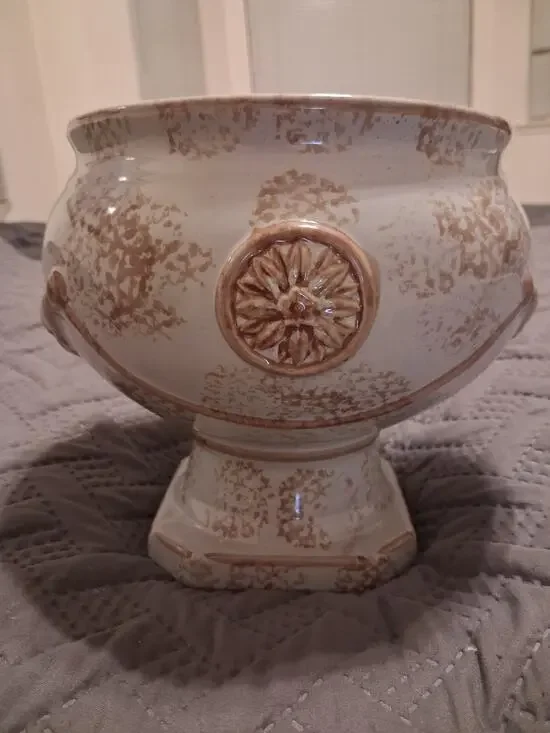 Vintage 2005 California Pantry Classic Ceramics Footed Pedestal Bowl Planter Urn