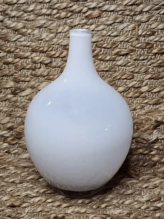 IKEA Glass Salong Vase by Johanna Jellinek Retired White Hand Blown